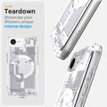 ACS09142 - iPhone 17e Case Ultra Hybrid Zero One (MagFit) in Zero One White showing the design teardown. Showcase your iPhone's unique internal design