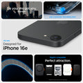 ACS09149 - iPhone 16e Case Ultra Hybrid S (MagFit) in Frost Black showing the all new designed for iPhone 16e. Air Cushion Technology. MagFit compatible