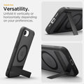 ACS09149 - iPhone 17e Case Ultra Hybrid S (MagFit) in Frost Black showing the hands-free versatility. Unfold it vertically or horizontally depending on your preferences