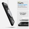 ACS09149 - iPhone 17e Case Ultra Hybrid S (MagFit) in Frost Black showing the stronger MagFit. Improved magnets for snappy and strong connection. Flush fitment for MagSafe