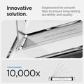 ACS09148 - iPhone 16e Case Ultra Hybrid S (MagFit) in Clear White showing the innovative solution. Engineered for smooth flips to ensure long-lasting durability and quality. Tested durability 10,000x