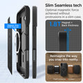 ACS08091 - iPhone 16 Plus Case Core Armor (MagFit) in Matte Black showing the Magnet Ring N52H Magnets. 1.8T Magnet + Back thickness. Slim Seamless tech, optimal magnetic force achieved without protrusions in a slim case