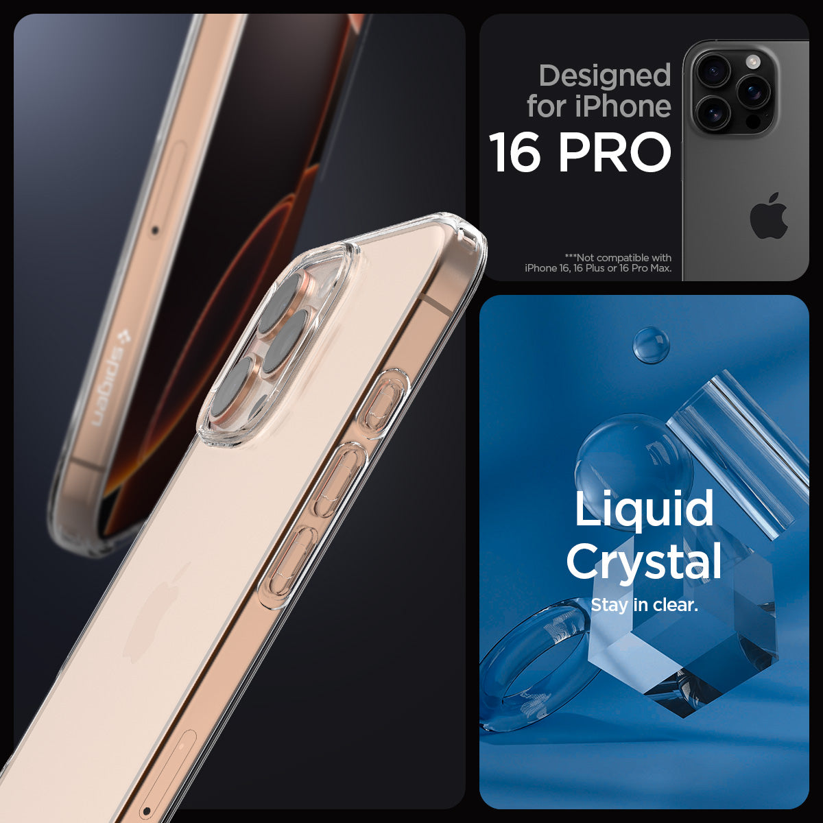 ACS08112 - iPhone 16 Pro Case Liquid Crystal in Crystal Clear designed for iPhone 16 pro max. liquid crystal. stay in clear.