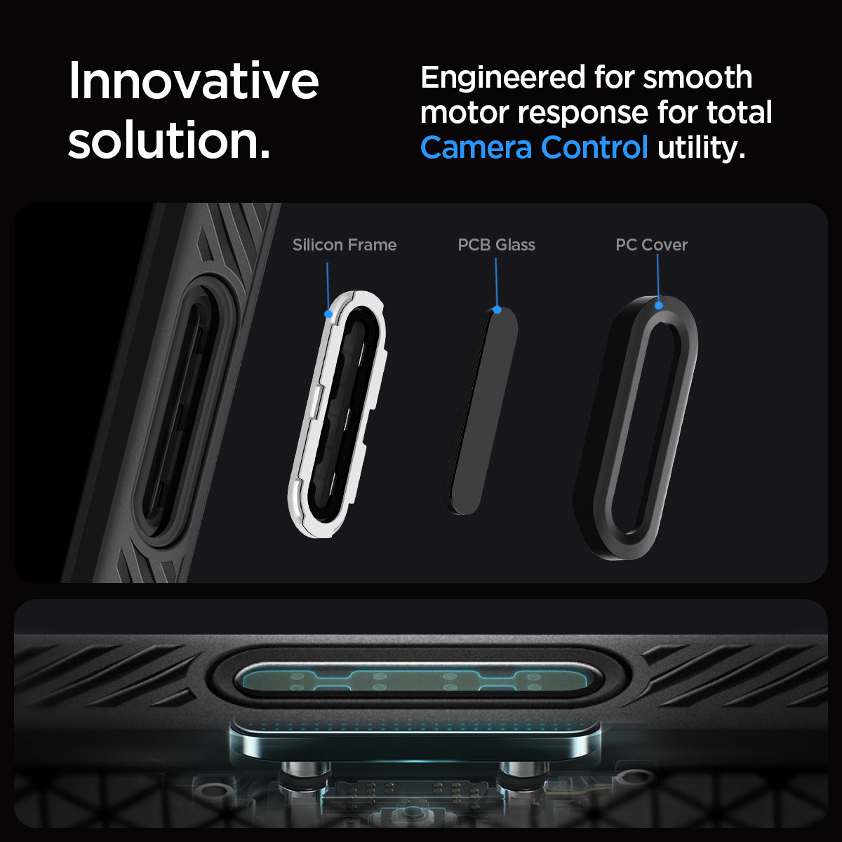 ACS09114 - iPhone 16 Pro Max Case Liquid Air T (MagFit + Camera Control) in Matte Black showing the innovative solution. Engineered for smooth motor response for total Camera Control utility.