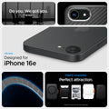 ACS09153 - iPhone 16e Case Enzo Aramid in Matte Black showing the all ne design for iPhone 16e. MagFit compatible