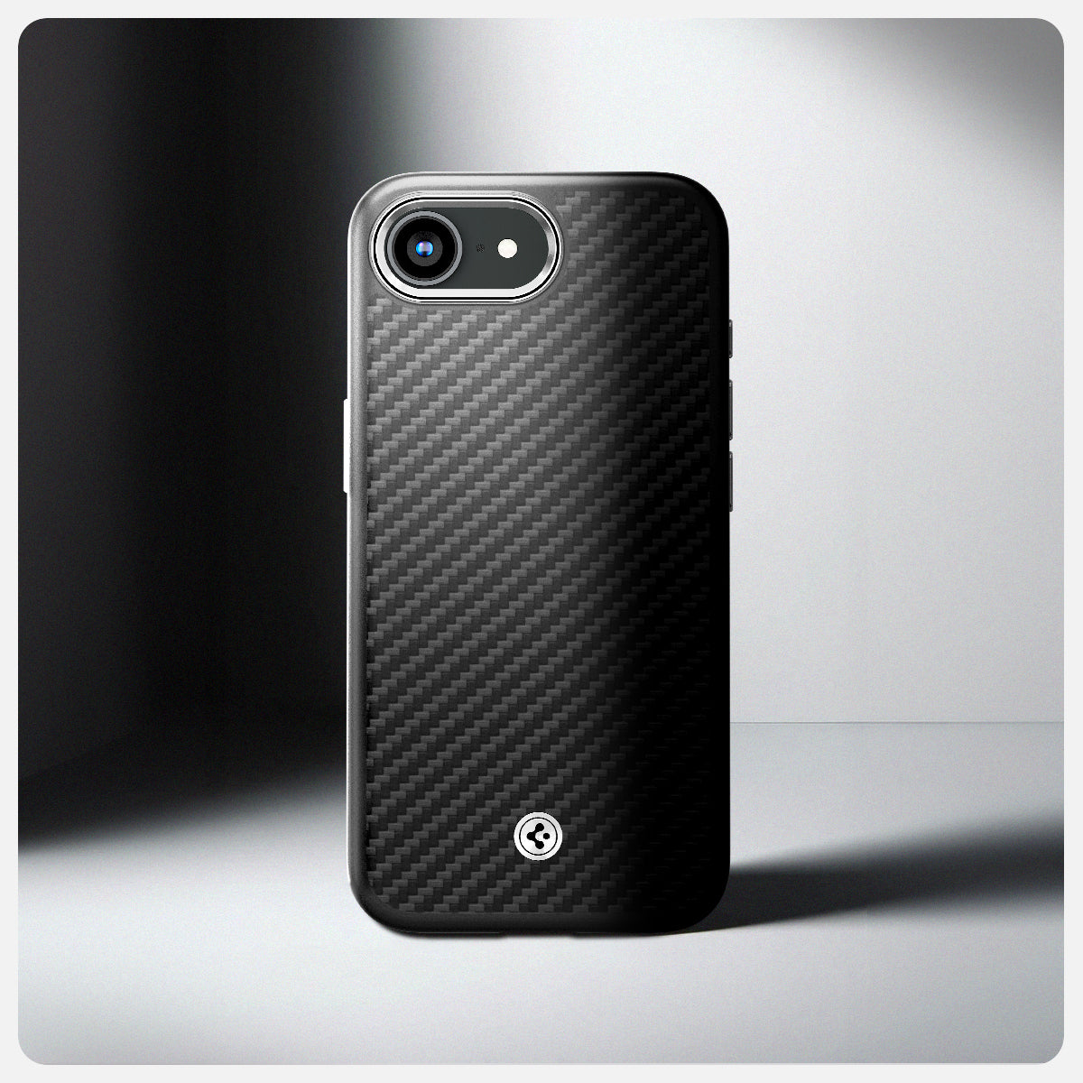 ACS09153 - iPhone 16e Case Enzo Aramid in Matte Black showing the back