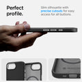 ACS09153 - iPhone 16e Case Enzo Aramid in Matte Black showing the perfect profile. Slim silhouette with precise cutouts for easy access for all buttons