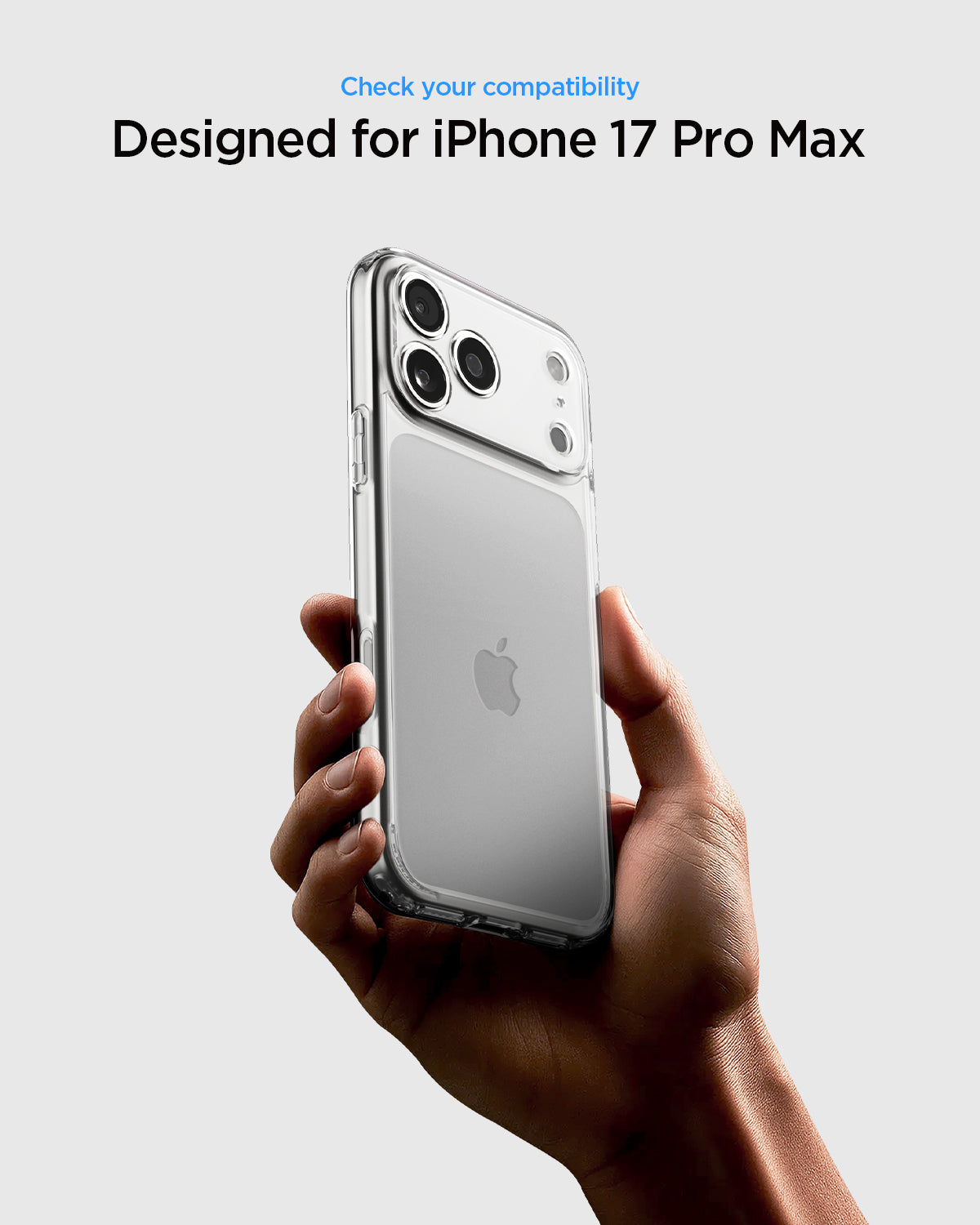 ACS10033 - iPhone 17 Pro Max Ultra Hybrid in Crystal Clear showing check your compatibility.