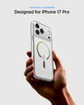 ACS10068 - iPhone 17 Pro Ultra Hybrid (MagFit) in Clear Gold showing check your compatibility