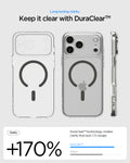 ACS10067 - iPhone 17 Pro Ultra Hybrid (MagFit) in Clear Graphite showing long lasting clarity. keep it clear with duraclear.