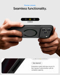 ACS10038 - iPhone 17 Pro Max Ultra Hybrid (MagFit) in Frost Black showing precise cutouts. seamless functionality. easy approach. experience quick and easy access to the camera control button with its complete capacity.