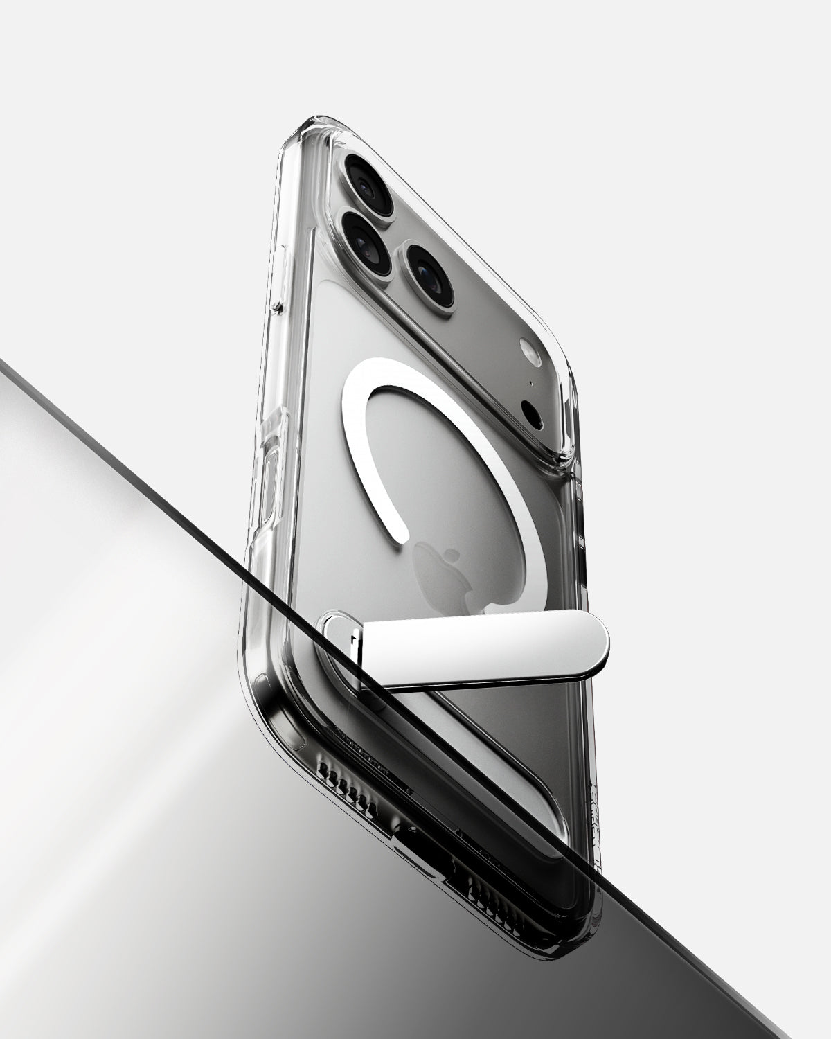 ACS09893 - iPhone 17 Pro Max Case Ultra Hybrid S (MagFit) showing the device with kickstand extending out