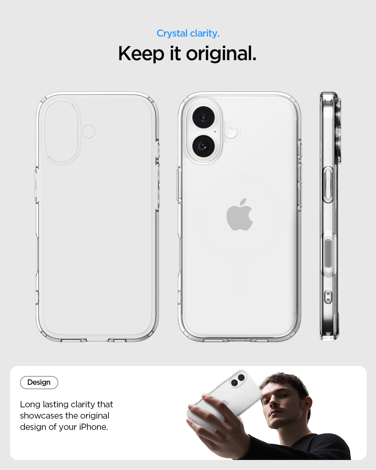 ACS10080 - iPhone 17 Ultra Hybrid in Crystal Clear showing crystal clarity. Keep it original. Long lasting clarity that showcases the original design of your iPhone