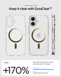 ACS10084 - iPhone 17 Ultra Hybrid (MagFit) in Clear Gold showing long lasting clarity. keep it clear with duraclear.