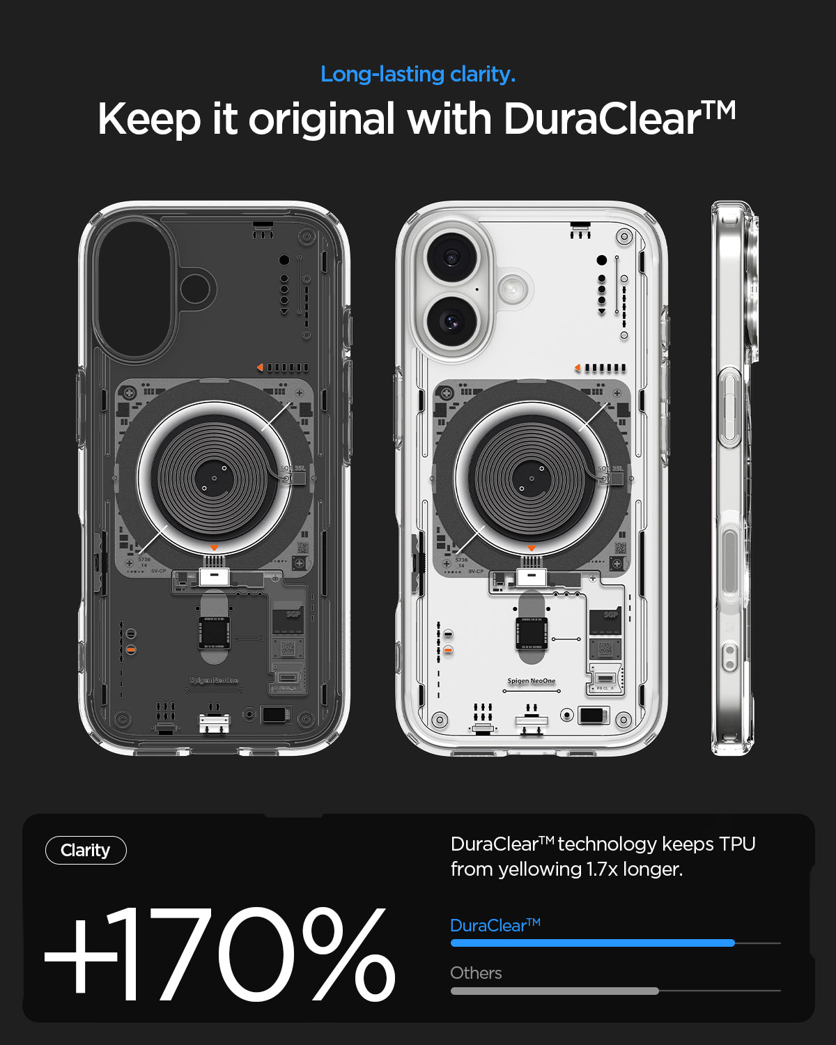 ACS10090 - iPhone 17 Ultra Hybrid Neo One (MagFit) showing long lasting clarity. Keep it original with duraclear