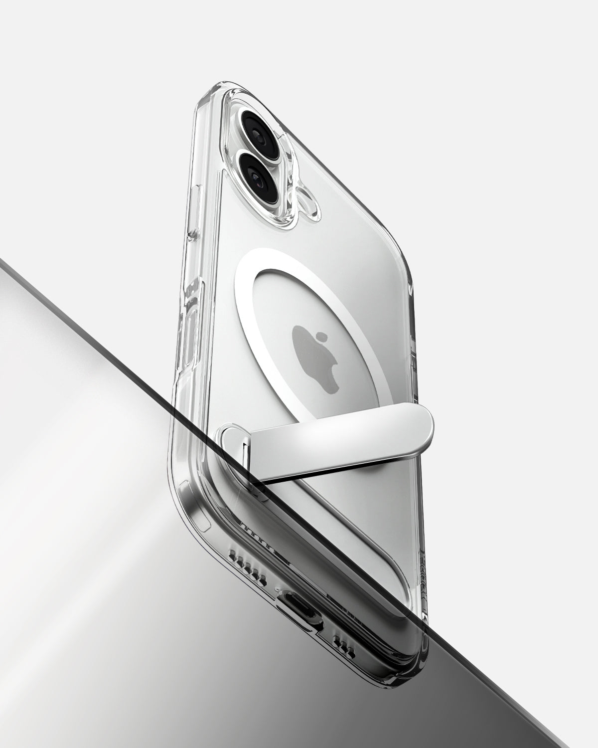 ACS09981 - iPhone 17 Case Ultra Hybrid S (MagFit) showing the device with kickstand extending out