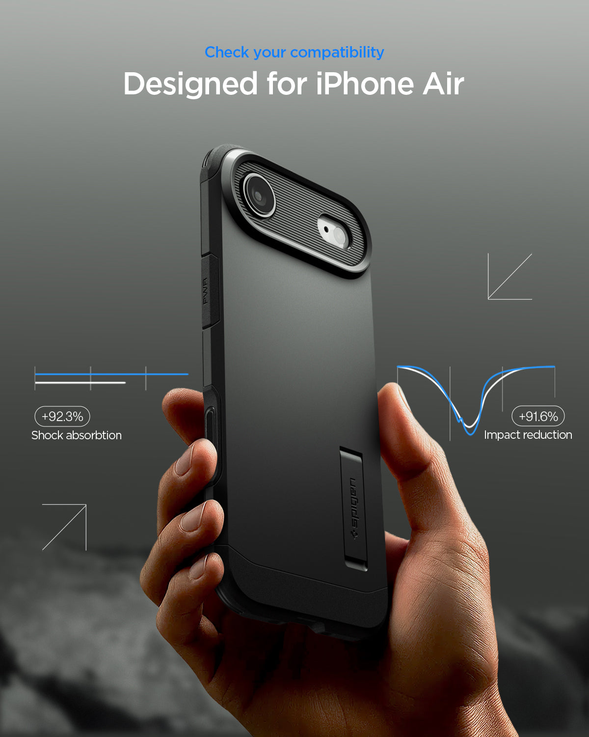 ACS09928 - iPhone 17 Air Case Tough Armor T AI (MagFit) in black showing check your compatibility