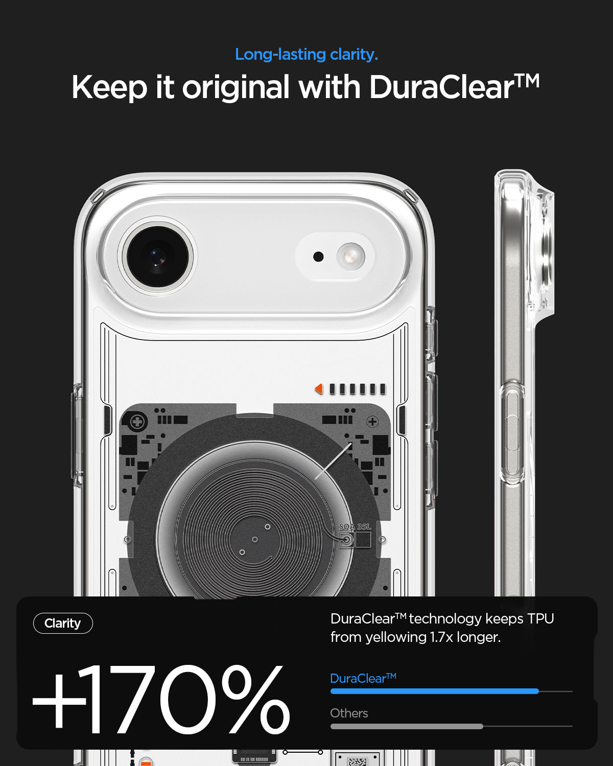 ACS10059 - iPhone 17 Air Ultra Hybrid Neo One (MagFit) showing long lasting clarity. Keep it original with duraclear