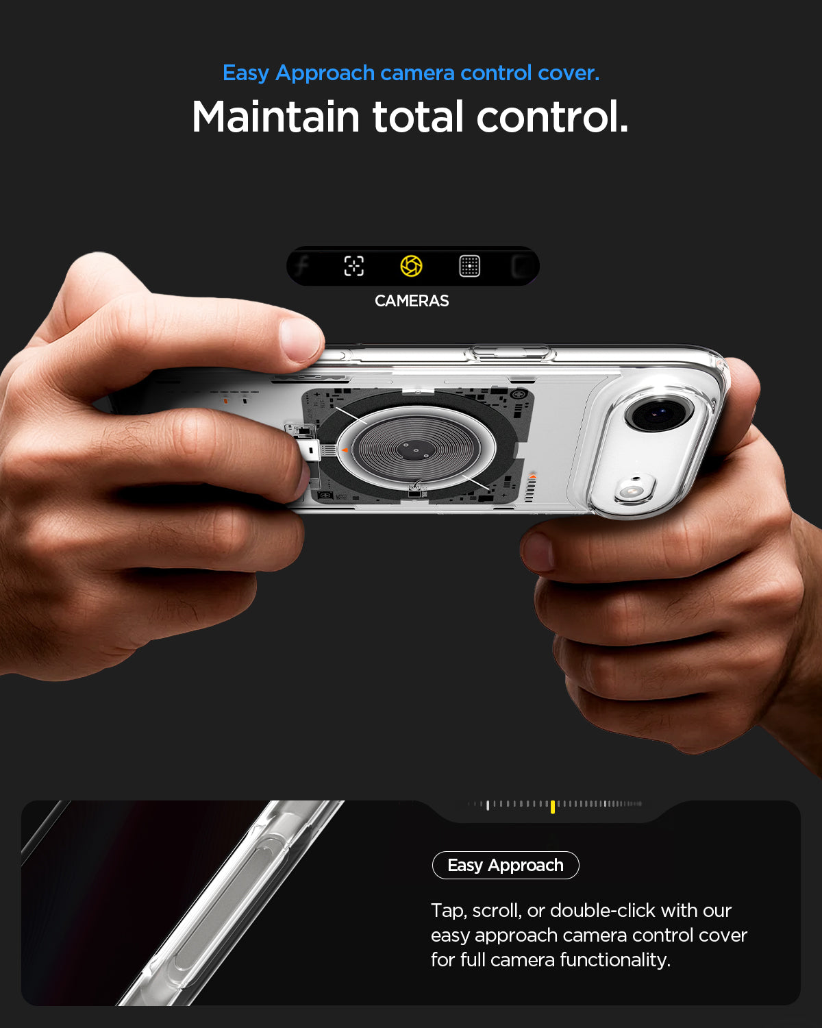 ACS10059 - iPhone 17 Air Ultra Hybrid Neo One (MagFit) showing easy approach camera control cover. Maintain total control