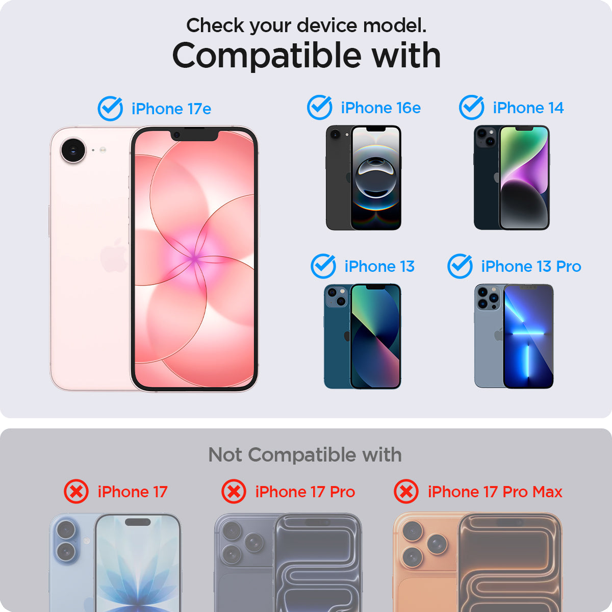 AGL03385 - iPhone 17e Series - GLAS.tR EZ Fit showing check your device model.