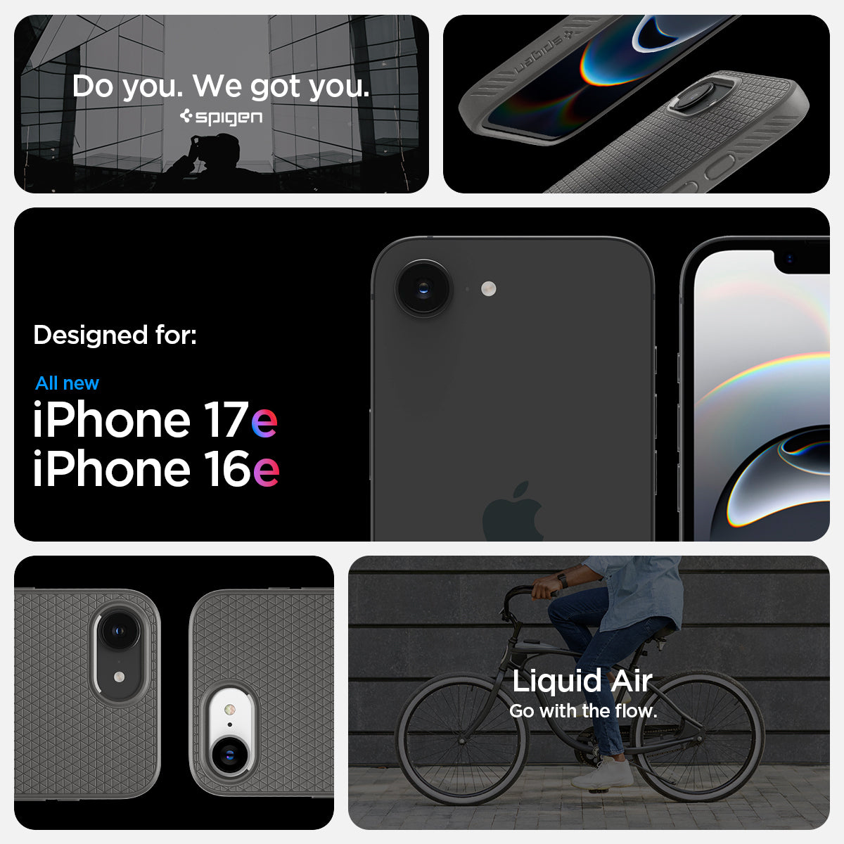 ACS09532 - iPhone 17e Case Liquid Air in Marble Gray showing iPhone 17e and iPhone 16e compatibility and compatibility with design.
