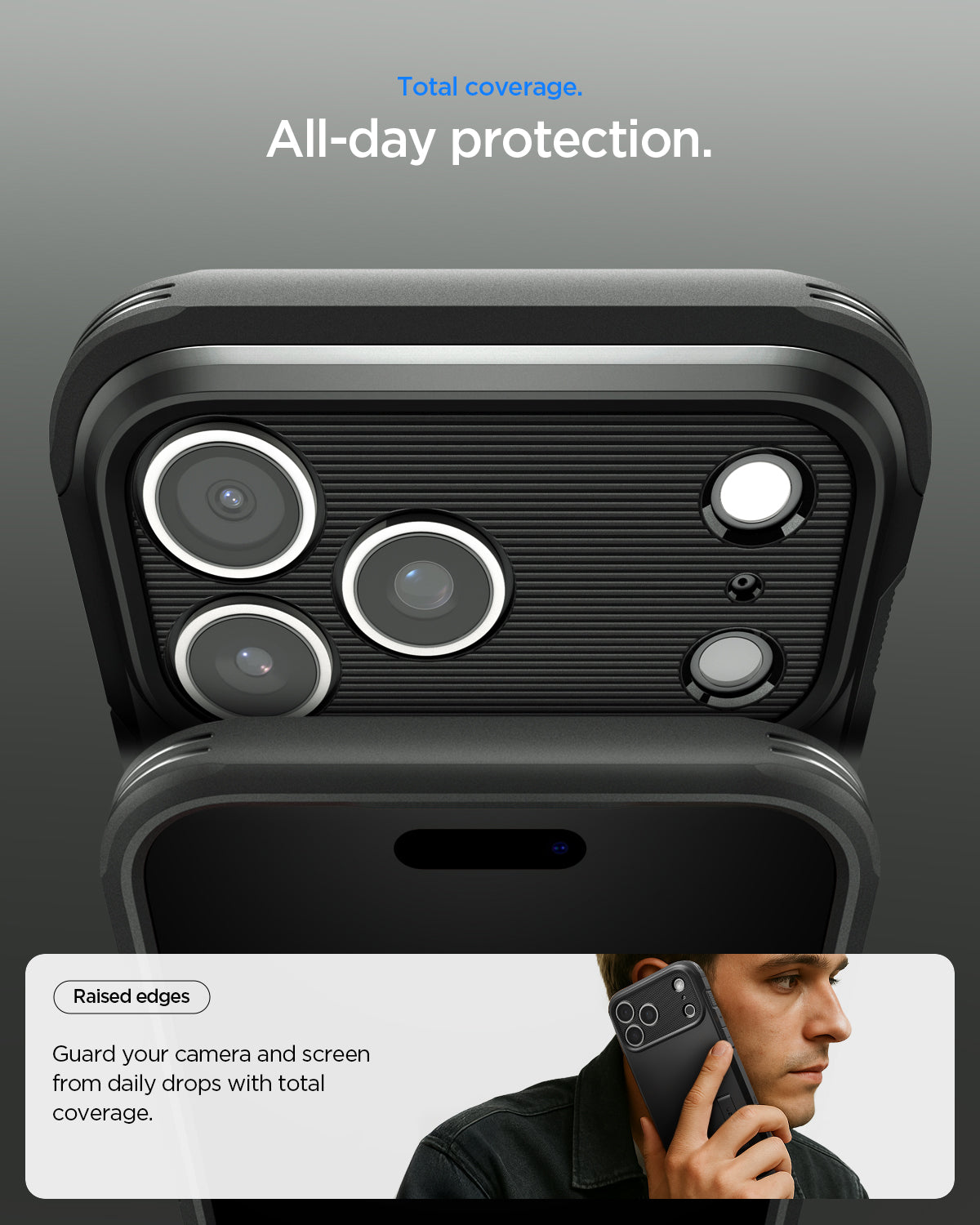 ACS09950 - iPhone 17 Pro Case Tough Armor T AI (MagFit) in black showing total coverage. All day protection
