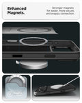 ACS09906 - iPhone 17 Pro Max Case Enzo Aramid T in black showing the enhanced magnets. Stronger magnets for easier, more secure and snappy connection