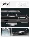 ACS09905 - iPhone 17 Pro Max Case Enzo Aramid T in black showing the enhanced magnets. Stronger magnets for easier, more secure and snappy connection