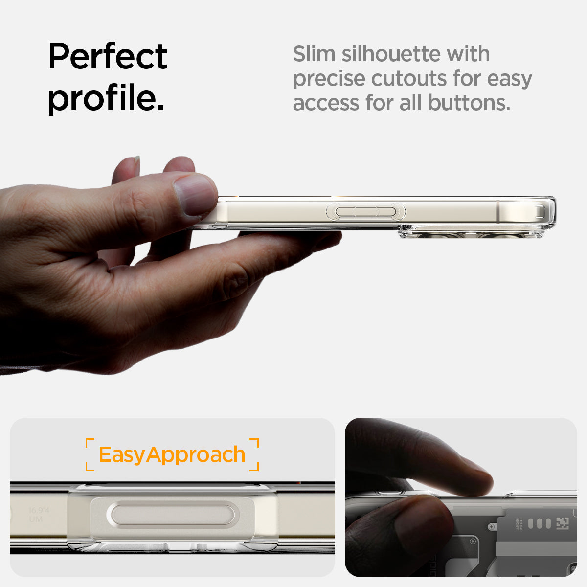 ACS08381 - iPhone 16 Pro Max Case Ultra Hybrid Zero One (MagFit) in Zero One Natural Titanium perfect profile. slim silhouette with precise cutouts for easy access for all buttons. easy approach