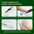 AGL04420 - iPhone 13 Mini EZ Fit GLAS.tR Refill in Clear showing the proper installation for proper screen protection. Align sticker guide on topside of tray and secure the sticker guide. Flip tray and correctly insert the alignment holes into each corner post. Press firmly for the refill to fix in place