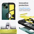 ACS04566 - iPhone 13 Case Tough Armor in midnight green showing the innovative protection. Three different layers of defense packed into single compact frame