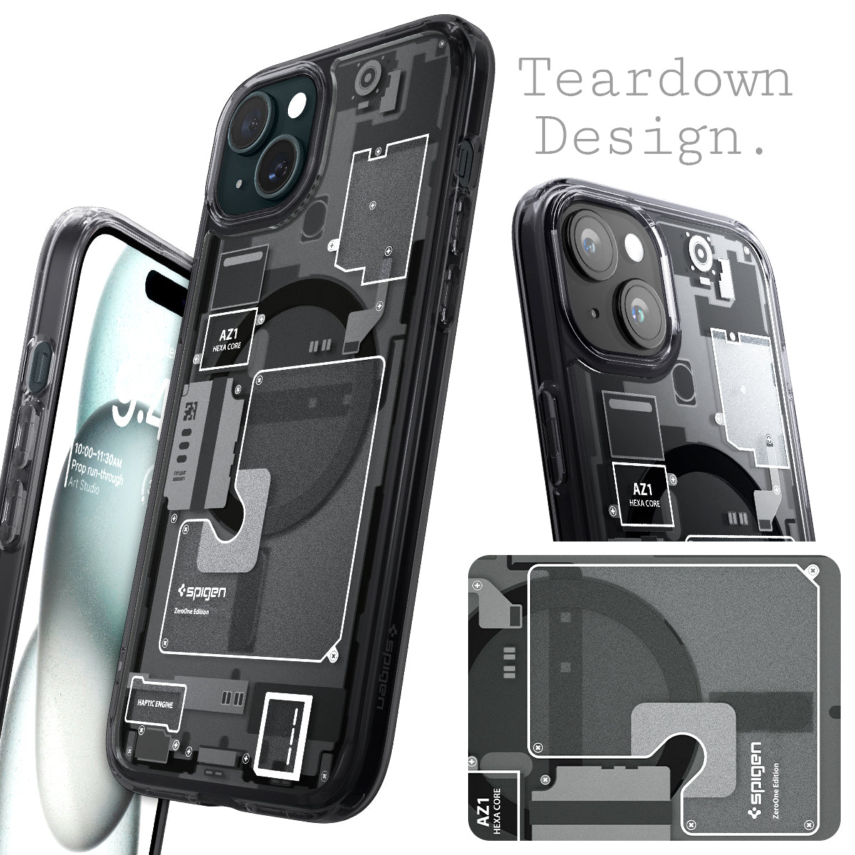 ACS06664 - iPhone 15 Plus Case Ultra Hybrid Zero One teardown design.
