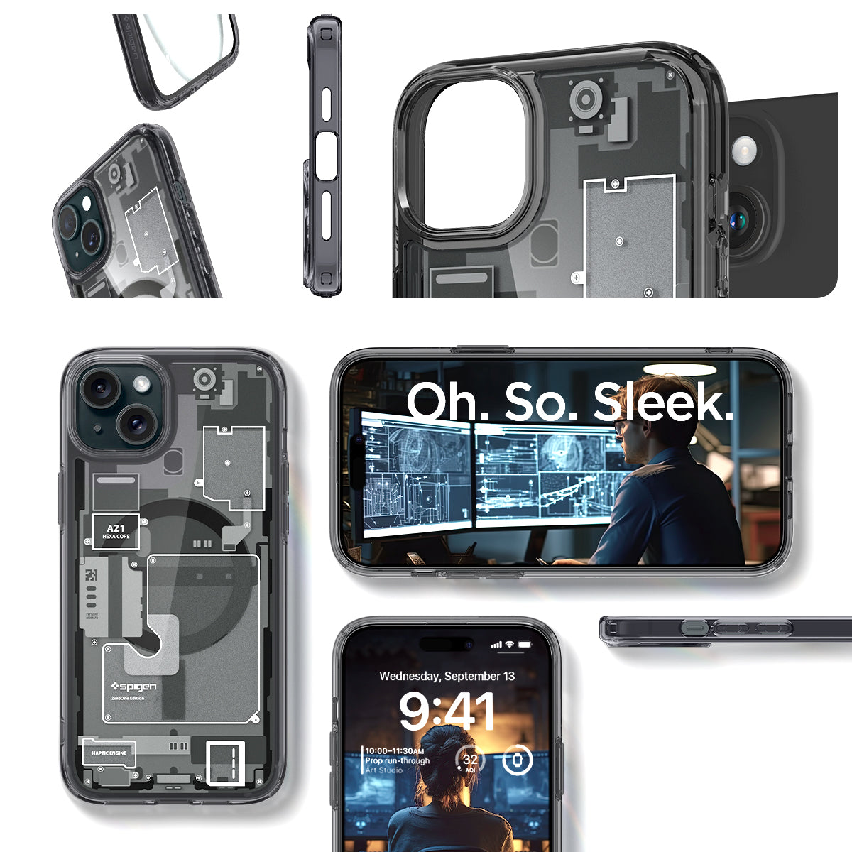ACS06664 - iPhone 15 Plus Case Ultra Hybrid Zero One oh. so. sleek. showing detail.