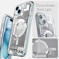 ACS07035 - iPhone 15 Plus Case Ultra Hybrid Zero One in white teardown design.