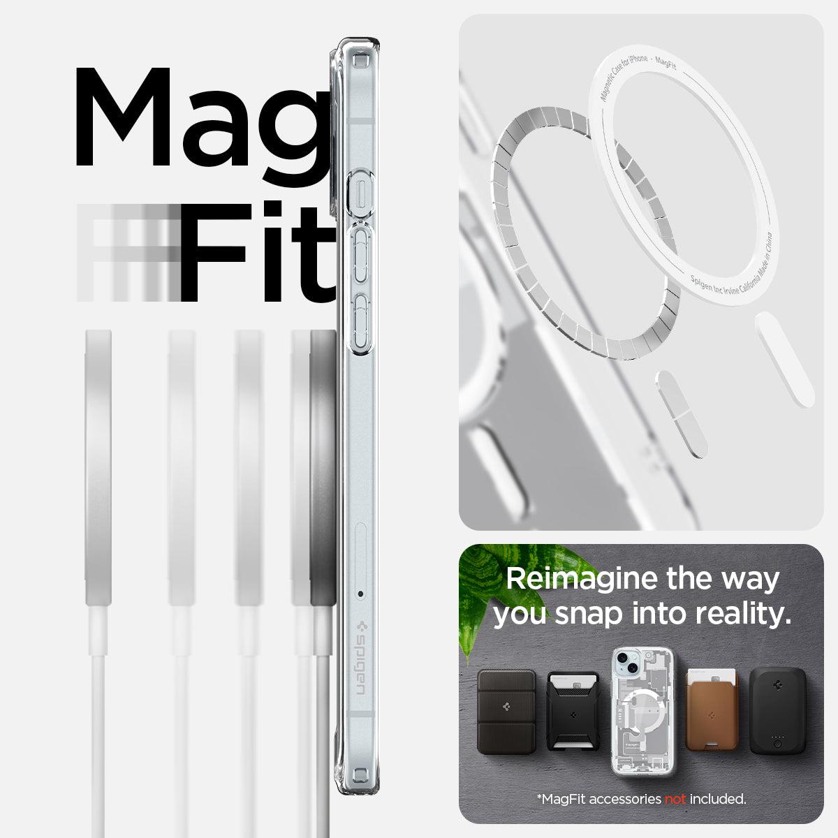 ACS07035 - iPhone 15 Plus Case Ultra Hybrid Zero One in white magfit. reimagine the way you snap into reality.