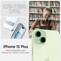 ACS06665 - iPhone 15 Plus Case Ultra Hybrid S (MagFit) in crystal clear showing the compatibility only with iPhone 15 Plus. Not compatible with iPhone 15 | 15 Pro | 15 Pro Max