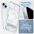 ACS06665 - iPhone 15 Plus Case Ultra Hybrid S (MagFit) in crystal clear showing the blend of two materials to protect and preserve long-lasting clarity with flexible TPU and blue resin