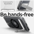 ACS06666 - iPhone 15 Plus Case Ultra Hybrid S (MagFit) in black showing the tested durability, 10,000x with built-in kickstand for hands-free viewing
