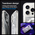 ACS07034 - iPhone 15 Pro Max Case Ultra Hybrid Zero One in white teardown design. unique print showcases your iPhone 15 pro max's distinct internal design.