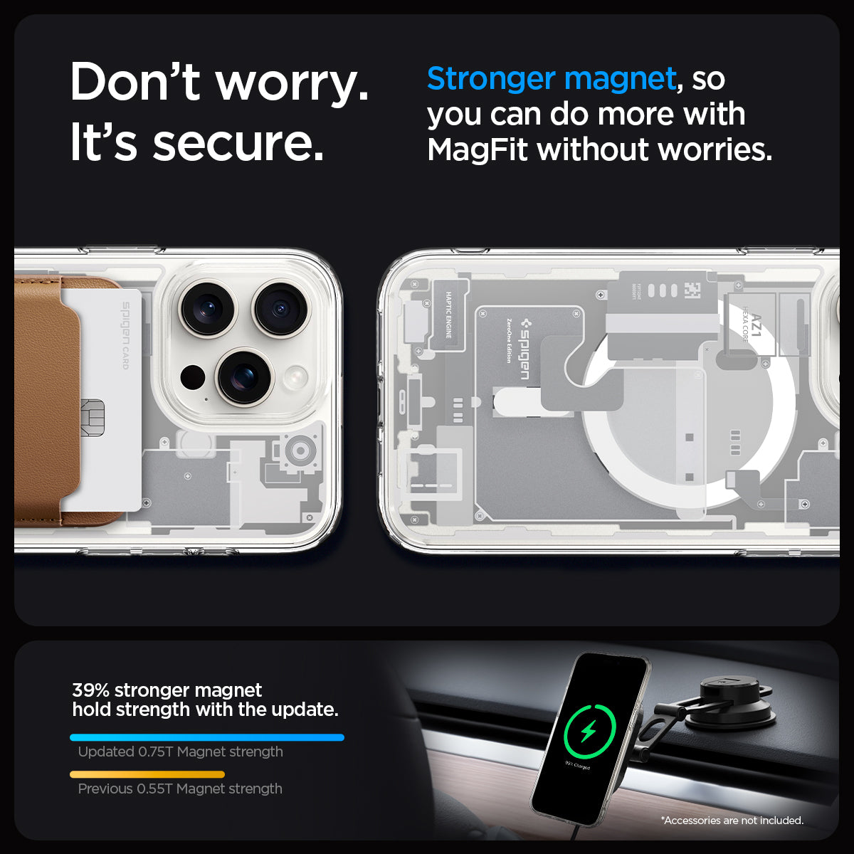 ACS07034 - iPhone 15 Pro Max Case Ultra Hybrid Zero One in white don't worry. It's secure. stronger magnet, so you can do more with magfit without worries. 