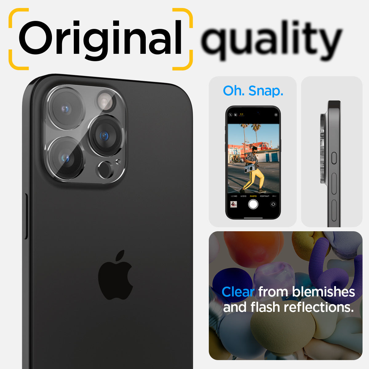 AGL06912 - iPhone 16 Pro / 16 Pro Max Optik Lens Protector in crystal clear  original quality. clear from blemishes and flash reflections.