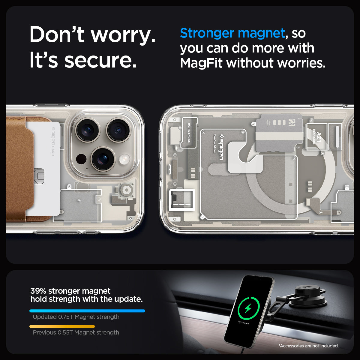 ACS07216 - iPhone 15 Pro Case Ultra Hybrid Zero One (MagFit) in Zero One Natural Titanium don't worry. It's secure. stronger magnet, so you can do more with magfit without worries. 