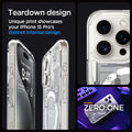 ACS07036 - iPhone 15 Pro Case Ultra Hybrid Zero One in white teardown design. unique print showcases your iPhone 15 pro max's distinct internal design.