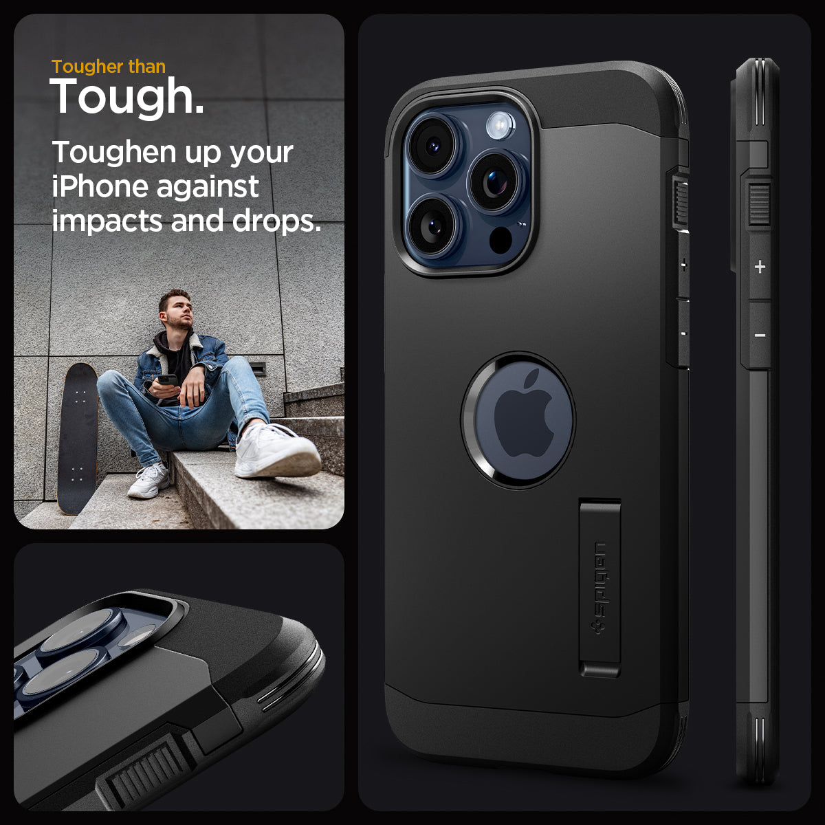 ACS06733 - iPhone 15 Pro Case Tough Armor (MagFit) in black tougher than tough. toughen up your Phone against impacts and drops.