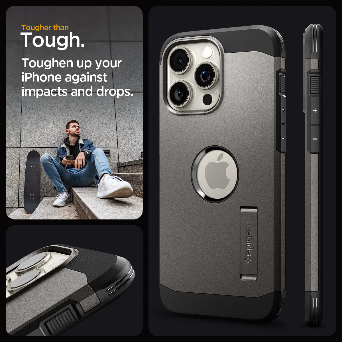 ACS06732 - iPhone 15 Pro Case Tough Armor (MagFit) in gunmetal tougher than tough. toughen up your Phone against impacts and drops.