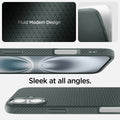 ACS08068 - iPhone 16 Plus Case Liquid Air in Abyss Green showing the fluid modern design. Sleek at all angles