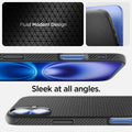 ACS08066 - iPhone 16 Plus Case Liquid Air in Matte Black showing the fluid modern design. Sleek at all angles