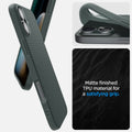 ACS08196 - iPhone 16 Case Liquid Air in Abyss Green showing the matte finished TPU material for a satisfying grip