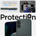 ACS08196 - iPhone 16 Case Liquid Air in Abyss Green showing the raised edges prevent surface scratches on the camera and screen