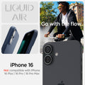 ACS08195 - iPhone 16 Case Liquid Air in Navy Blue showing the compatibility only with iPhone 16. Not compatible with iPhone 16 Plus  16 Pro  16 Pro Max
